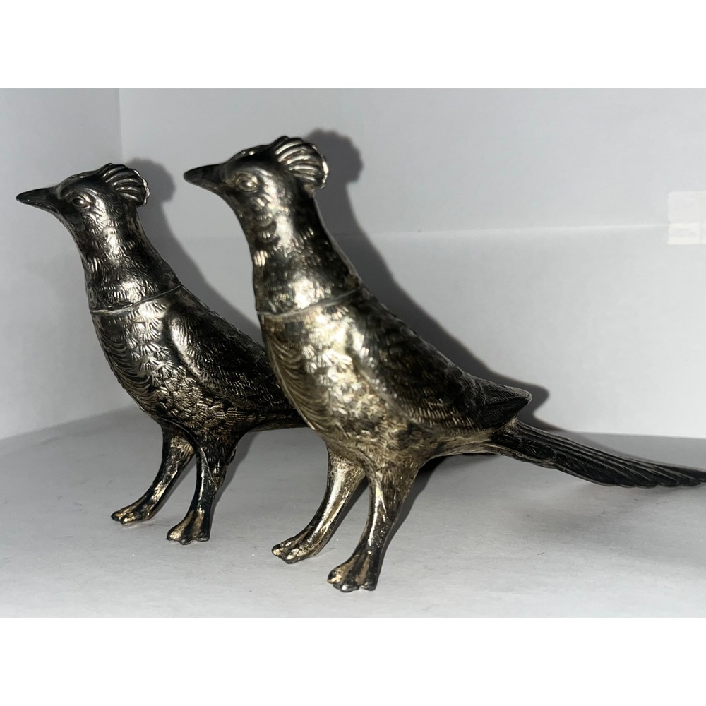 Vintage Weidlich Bros silver plated pheasants salt & pepper shakers